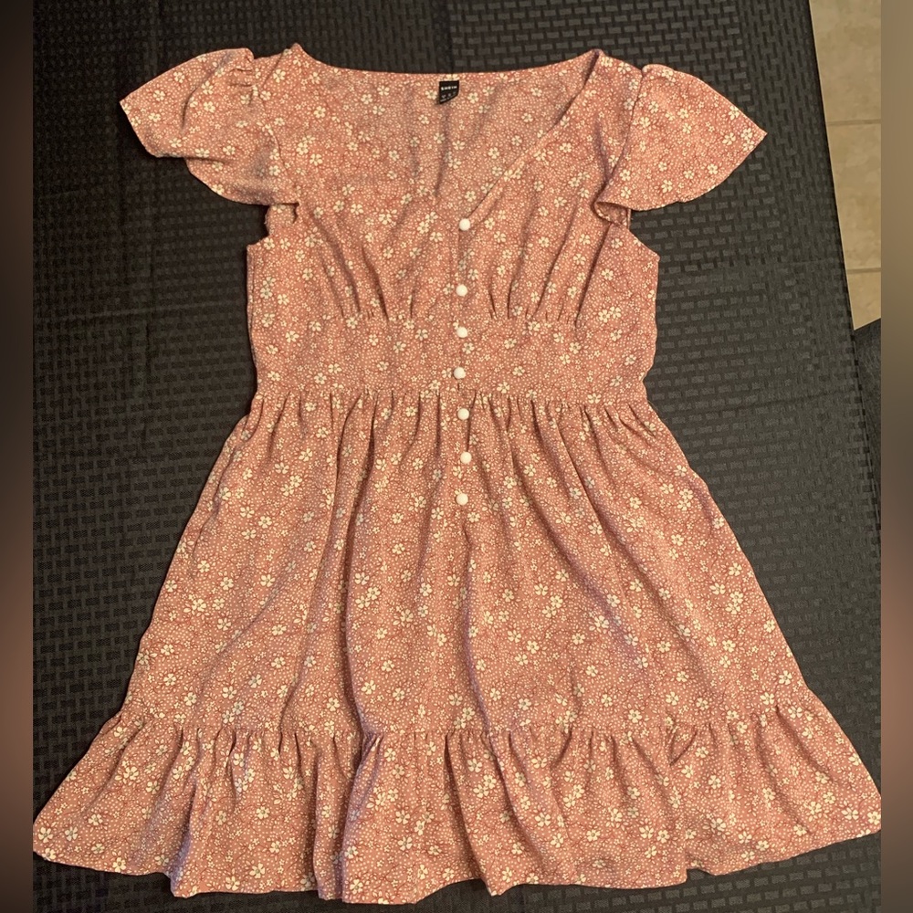 Pink floral babydoll dress